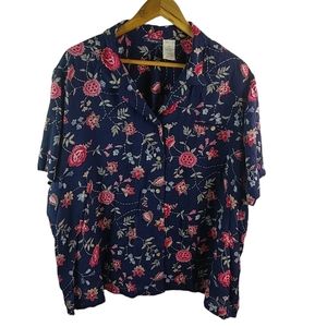 Tendency 3X Dark Navy Rose Top Plus